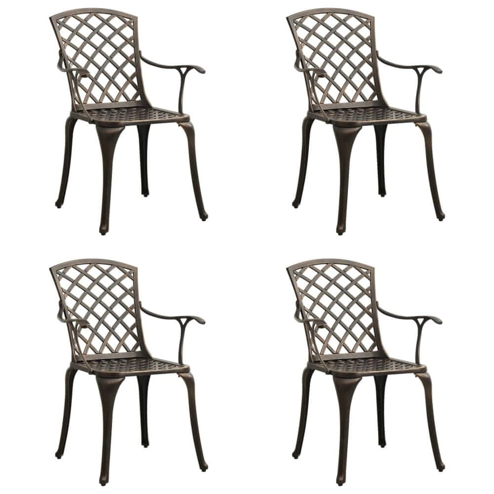 Petromila vidaXL Záhradné stoličky 4 ks odlievaný hliník bronzové